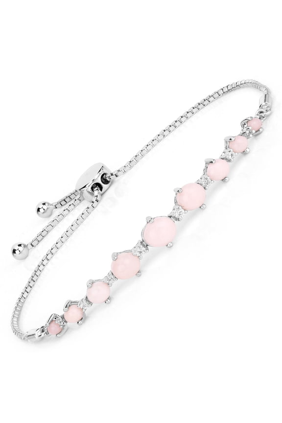 Genuine 925 Sterling Silver Pink Opal Bracelet