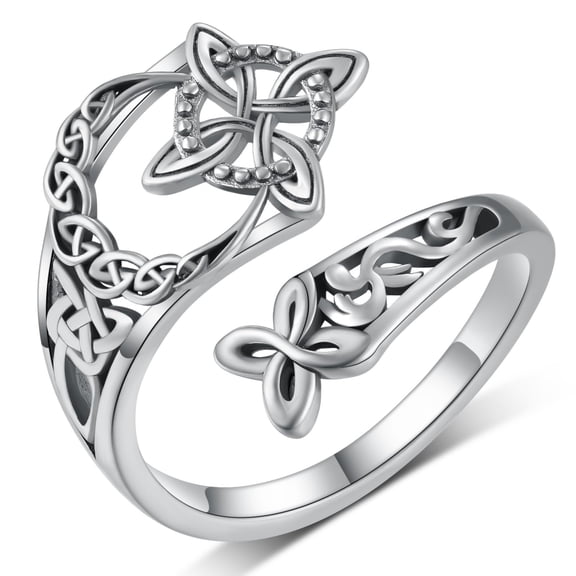 Genuine 925 Sterling Silver Witches Knot Ring - Adjustable Celtic Ring, Hypoallergenic Vintage Irish Witch Jewelry, Protection Amulet Gift for Women