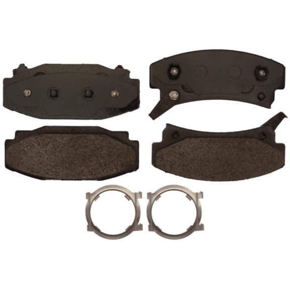 KarParts360 For Buick Reatta/Riviera 1990 1991 Disc Brake Pads | Rear | Gold | Semi-Metallic Friction | Slotted | Steel Backing | w/Pad Shims | Excluded Pad Wear Sensor