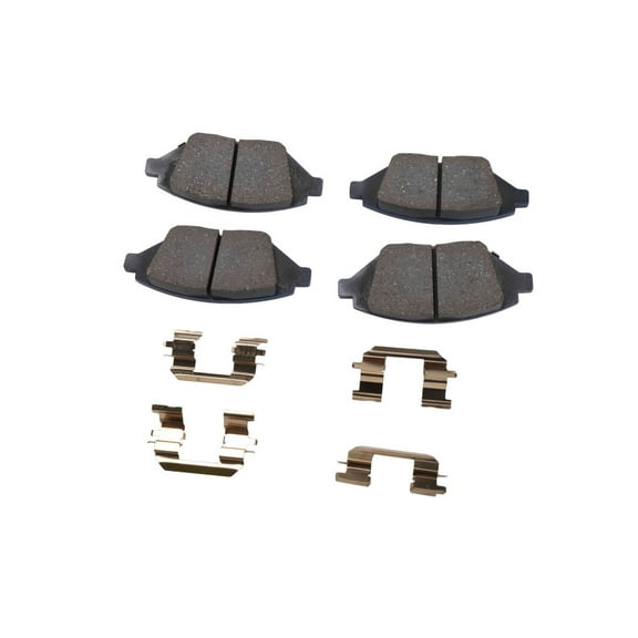 KarParts360 For Chevy Spark 2016 Disc Brake Pad | Front | Set Of 4 | Steel Backing Material | Slotted | Ceramic Friction Material Composition | With Pad Shims