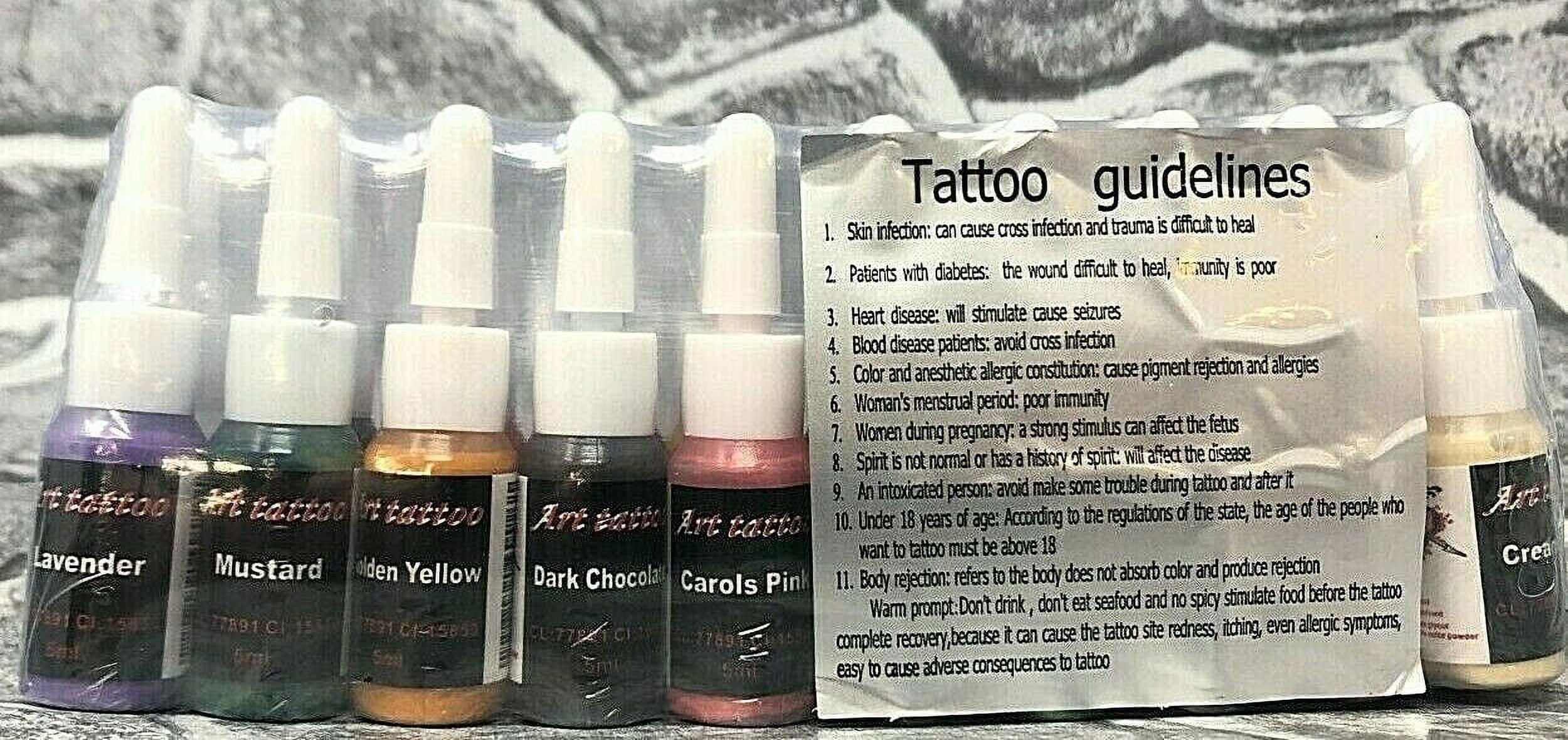 Genuine ART TATTOO 20 Color Ink Set 5ml Bottles With Tattoo Guidelines