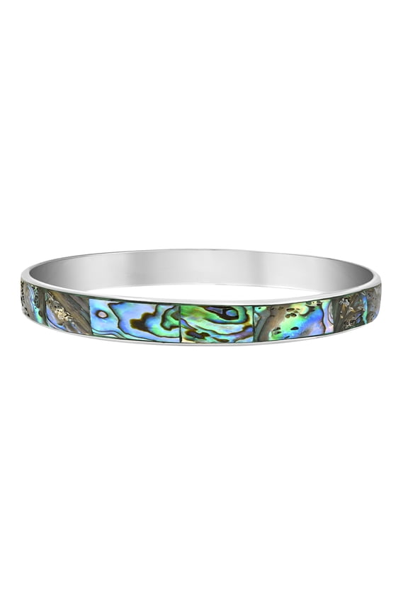 Genuine Abalone Shell Warp Stainless Steel Link Bracelet