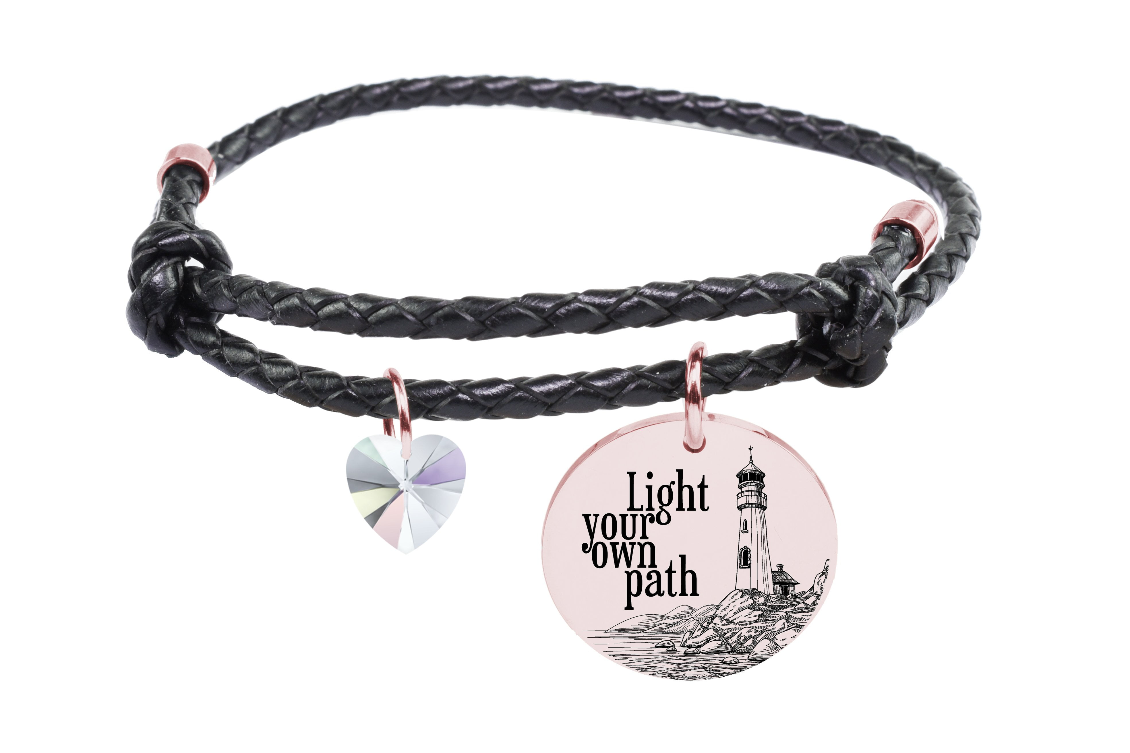 Genuine Adjustable Leather Cord Bracelet - LIGHT YOUR OWN PATH ...