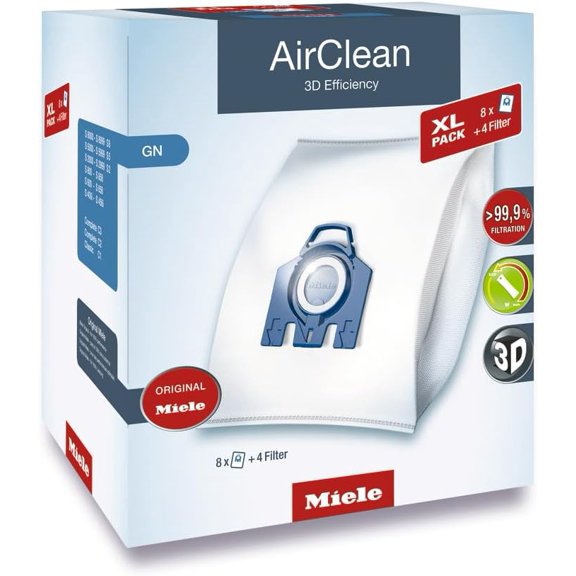 Genuine AirClean XL Pack GN Vacuum Cleaner Bags, 8 Bags Included, for Complete C3, Complete C2, and Classic C1 Vacuum Cleaners