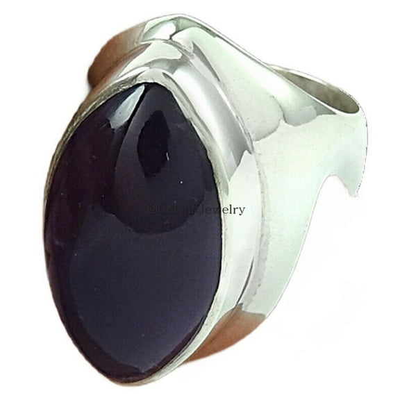 Genuine Amethyst Cabochon Marquoise Ring, Classic Ring, Healing Stones Trending Ring, Boho Ring, Organic Ring, Promise Ring, Friendship February Birthstone Ring (amethyst, Size 7)