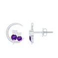 thumbnail image 1 of Rosec Jewels Cat on Moon Earrings with Amethyst - AAA Quality - Real Amethyst Diamond Earrings - Jewelry Box Included, 18K White Gold, 1 of 7