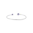 thumbnail image 1 of Genuine Amethyst and White Topaz Sterling Silver Rhodium-Plated Cushion-Cut Shaped Halo End and Round End Cuff Bangle, 1 of 1