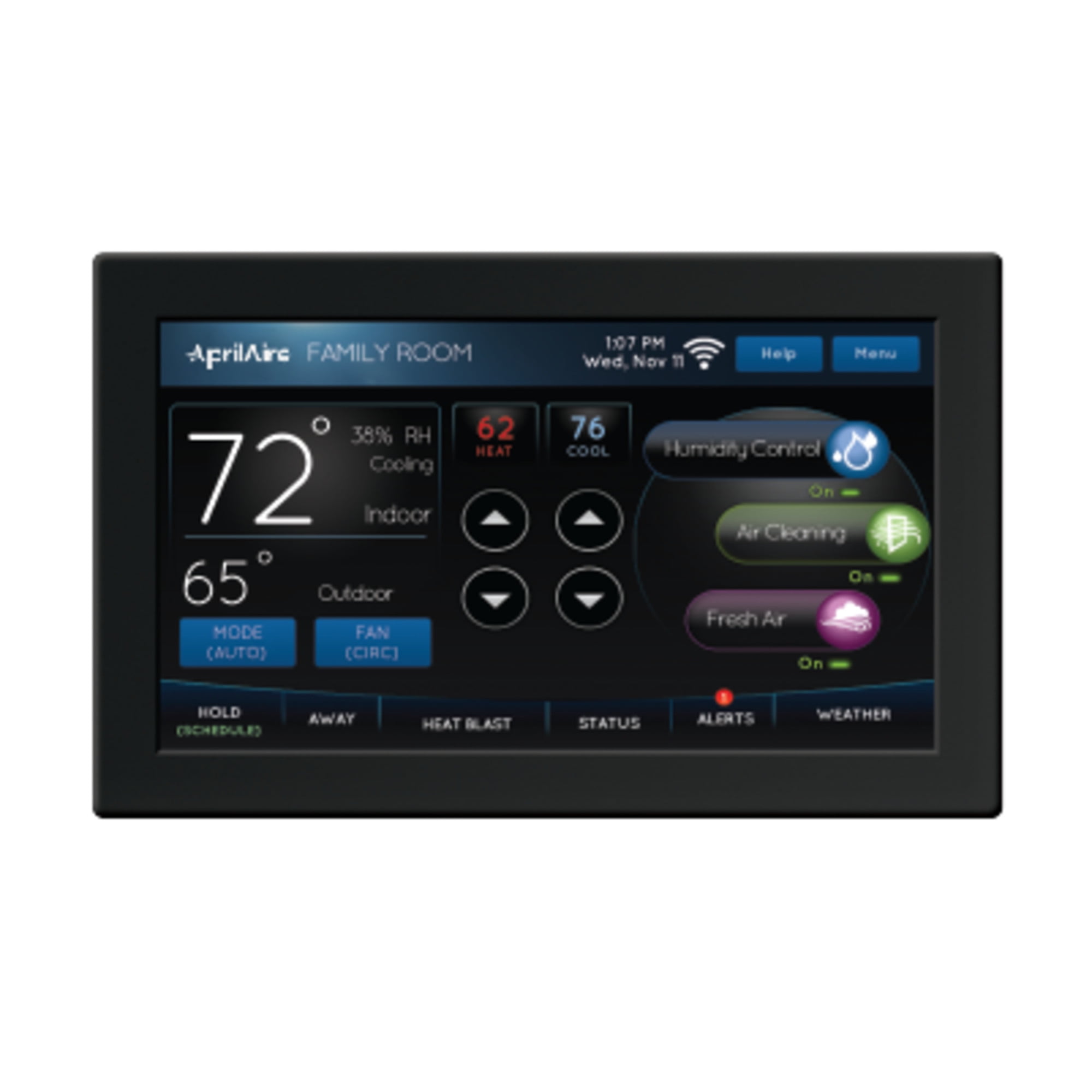 Aprilaire 8840 Black 7-Inch Touchscreen Wi-Fi Thermostat