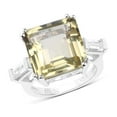 thumbnail image 1 of Genuine Asscher cut Lemon Quartz and White Topaz Ring in Sterling Silver - Size 9.00, 1 of 3