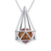 Genuine Baltic Amber Capsule Pendant Necklace in Sterling Silver, 18"