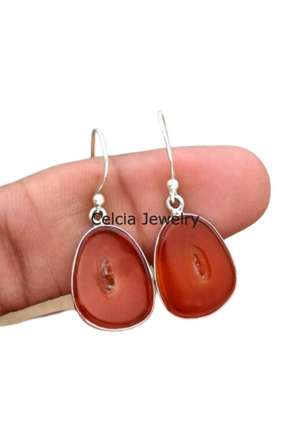Genuine Banded Red Onyx Gemstone Wedding Gifts Earrings, Dangle Tearrop Adorable Earrings, Engagement Gifts For Her, Unique Birthday Gifts, Amazing Mothers Day Gifts