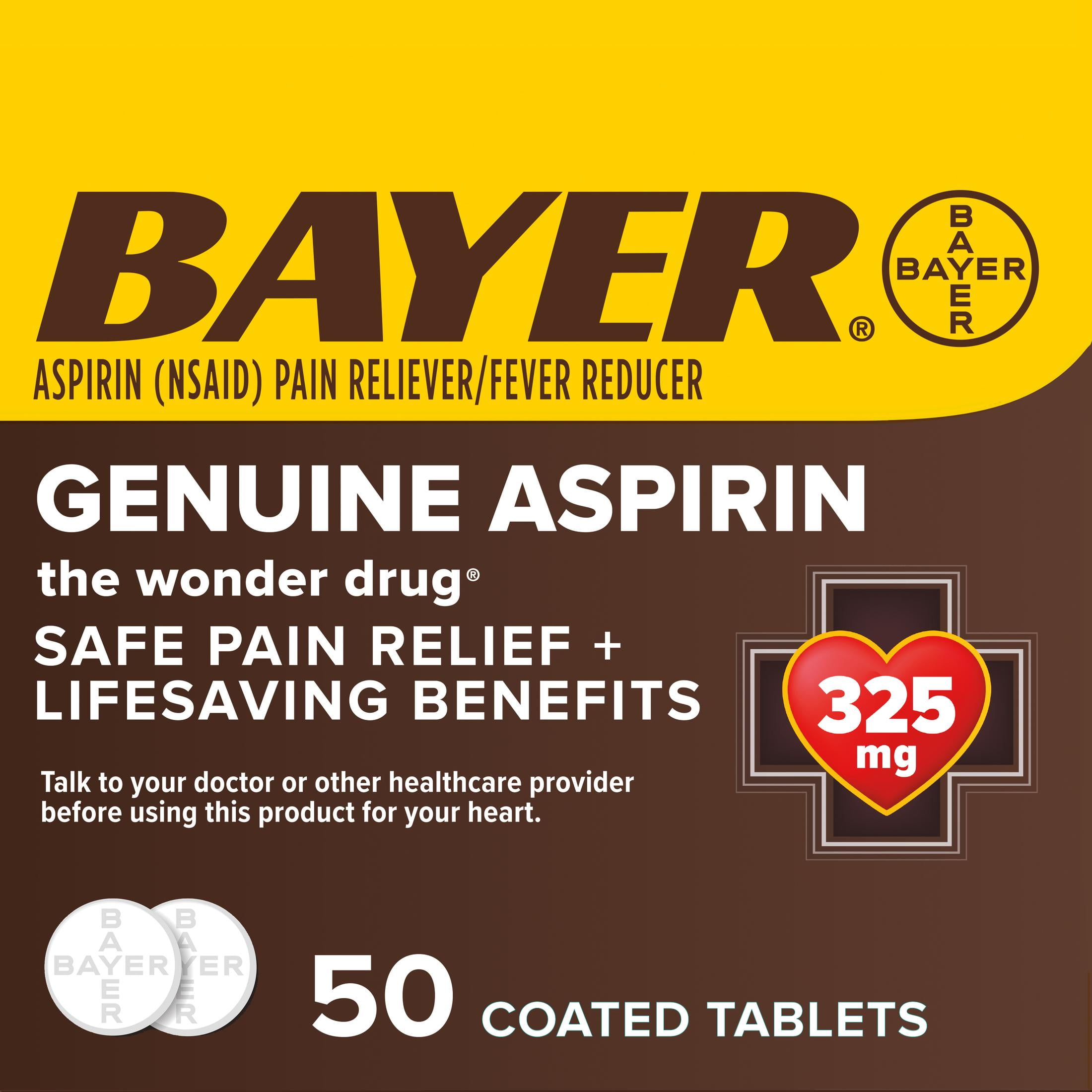Genuine Bayer Aspirin Pain Reliever / Fever Reducer 325mg Coated