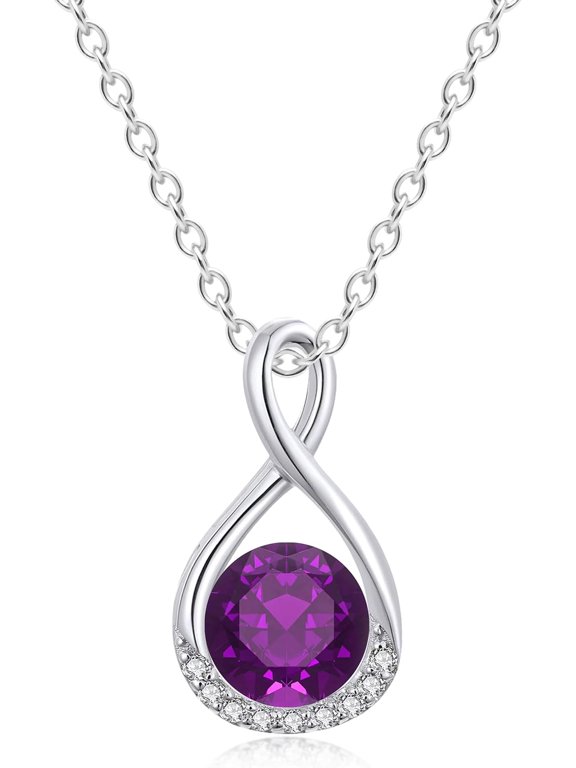 Genuine Birthstone Infinity Necklace for Women, Birthday Gifts for Her, Minimalism Style Jewelry for Everyday Wear[i9029]