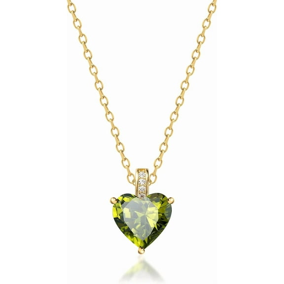 Genuine Birthstone Necklace for Women, Heart Love Necklace, Birthday Gifts for Her