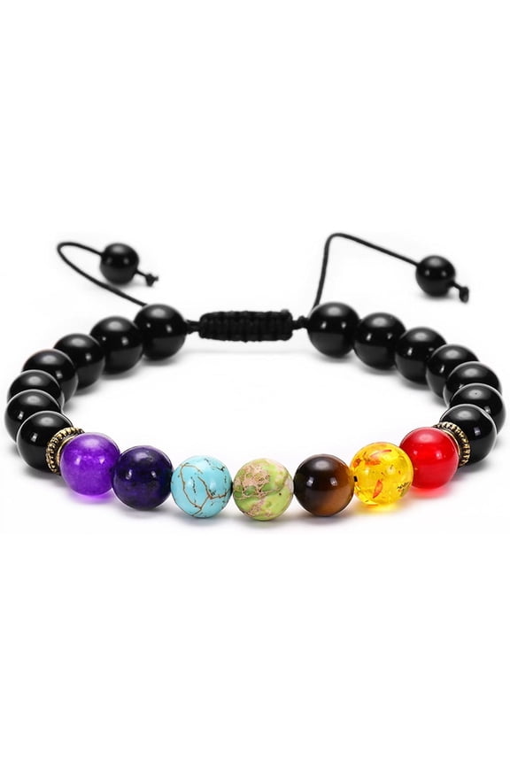 Genuine Black Agate or Howlite Anxiety & Spiritual Polished Stone Chakra Marble Adjustable Bracelet for Men and Women Meditation Crystal Bracelet - 8mm Polished Genuine Precious Stones