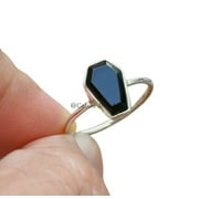 CELCIA JEWELRY Natural Opalite Gemstone Metaphysical Ring, Real 925 Sterling Silver, Bezel Setting Coffin Ring, Ethnic Ring, Gothic Jewelry, Beautiful Friendship Gifts, Wedding Birthday Ring (Opalite, Size 7)