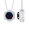 thumbnail image 1 of Rosec Jewels Real Black Opal Solitaire Pendant Necklace for Women (6 mm, AAA Grade) - October Birthstone Necklace - Ready to Gift, 10K White Gold, 1 of 8