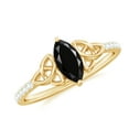 thumbnail image 1 of Rosec Jewels Genuine Black Spinel Solitaire Celtic Ring with Diamond for Women (4X8 mm), 10K Yellow Gold, US 11.50, 1 of 8