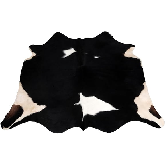 Genuine Black White Cowhide Rug, Natural Leather Animal Hide, Hair-on Finish, Perfect for Living Room or Bedroom Décor, Adds Modern Elegance