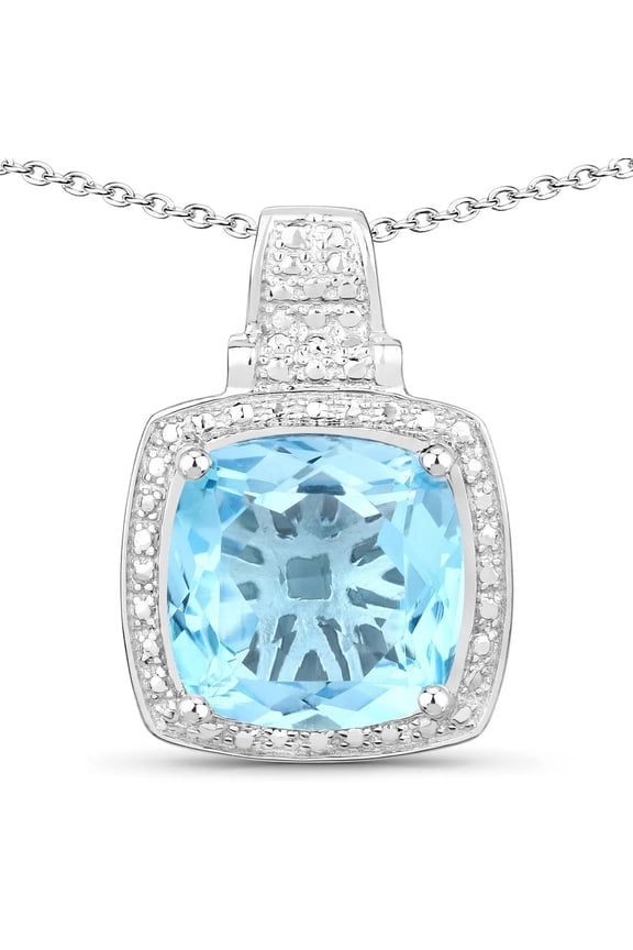 Genuine Blue Topaz Bold Pendant Necklace