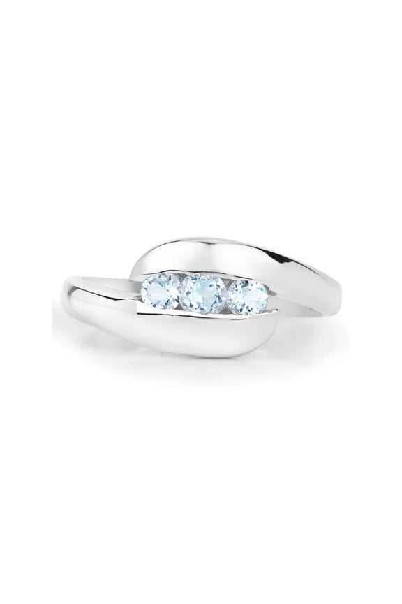 Light Blue Topaz Ring Bypass Design 925 Sterling Silver