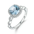 thumbnail image 1 of Genuine Blue Topaz Ring in 925 Sterling Silver, 2.5 Carat Halo Engagement Ring, 1 of 7