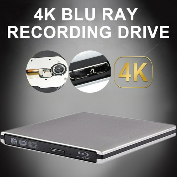 4K Genuine Burner External USB 3.0 Super Slim DVD BD Recorder Drive Silver