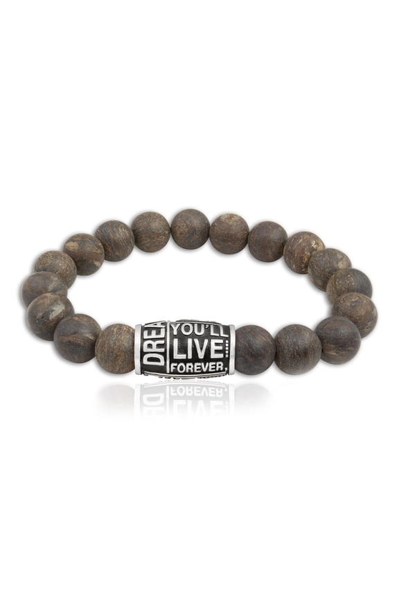 Genuine Bronzite "Dream Live" Inspirational Stretch Bracelet