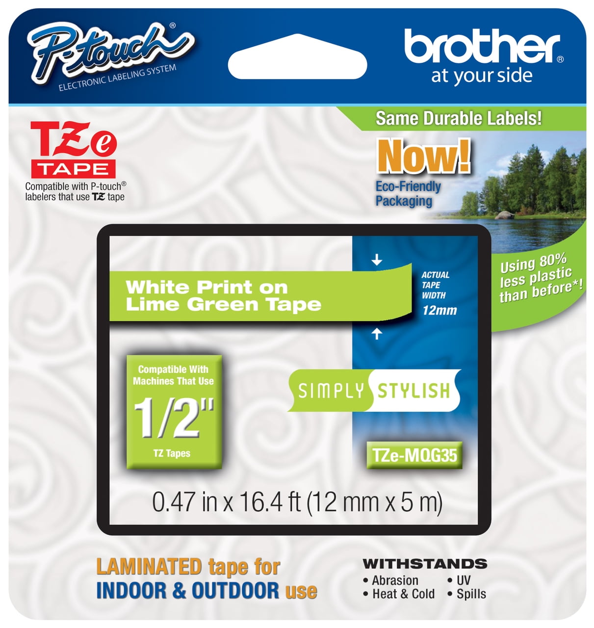 2-Pack Brother TZe Tape - 1/2" Black On Clear, Acid-Free Adhesive For PT-1880 Label Maker