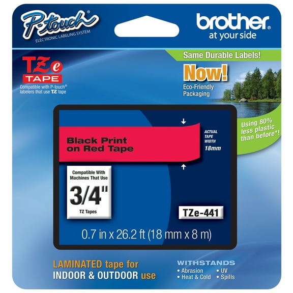 Genuine Brother 3/4" (18mm) Black on Red TZe P-touch Tape for Brother PT-1890, PT1890 Label Maker