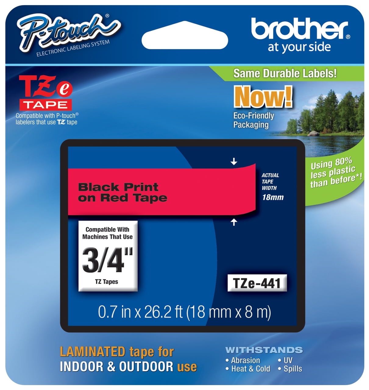 Genuine Brother 3/4" (18mm) Black on Red TZe P-touch Tape for Brother PT-4410, PT2110 Label Maker