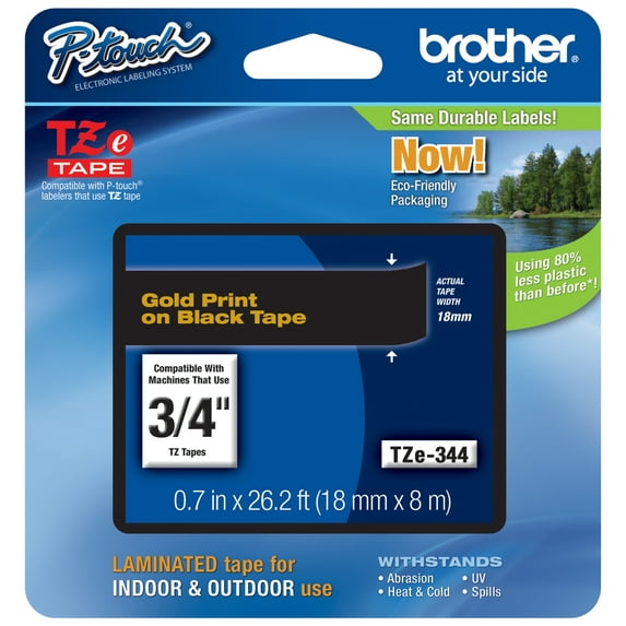Genuine Brother 3/4" (18mm) Gold on Black TZe P-touch Tape for Brother PT-1700, PT1700 Label Maker