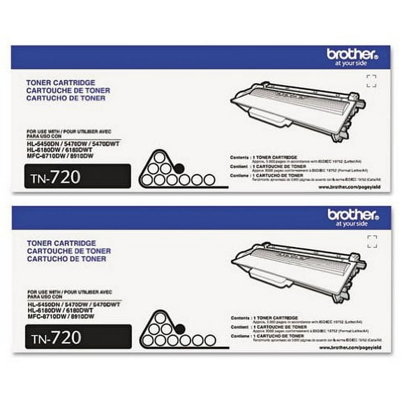 Genuine Brother TN-720 (TN720) Black Toner Cartridge 2-Pack