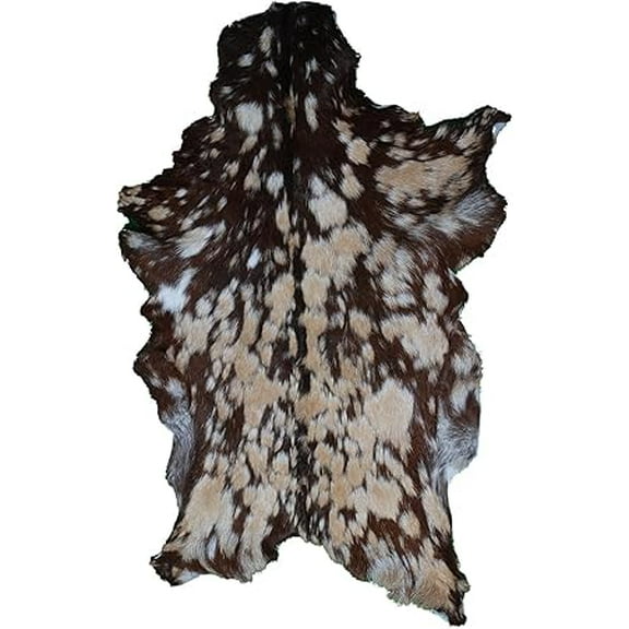 Genuine Brown and White Goat Skin Rug | Soft Hair-On Leather for Sophisticated Interiors