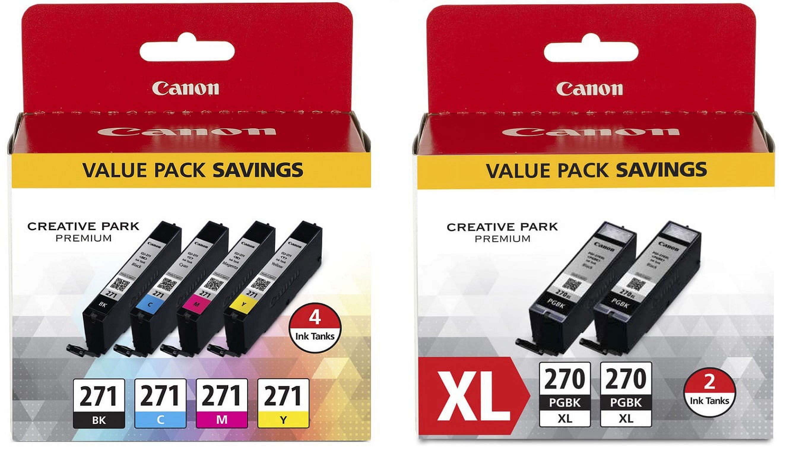 Genuine Canon CLI-271 Ink Tank 4-Pack (0390C005) + PGI-270XL Pigment Black Ink Tank Twin Pack (0319C005) - image 1 of 3