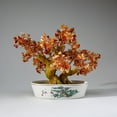 thumbnail image 1 of Genuine Carnelian Gemstone Bonsai Tree in Oval Ceramic Pot (8"), 1 of 5