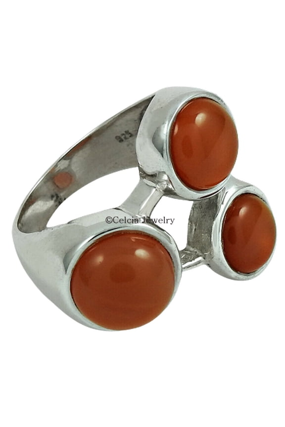 Genuine Carnelian Handmade Stackable Ring, Multi Stone Round Ring, Wedding Ring, Antique Ring, Stylish Ring, Fancy Ring, Boho Ring, Metaphysical Gifts Exclusive Ring (carnelian, Size 7)