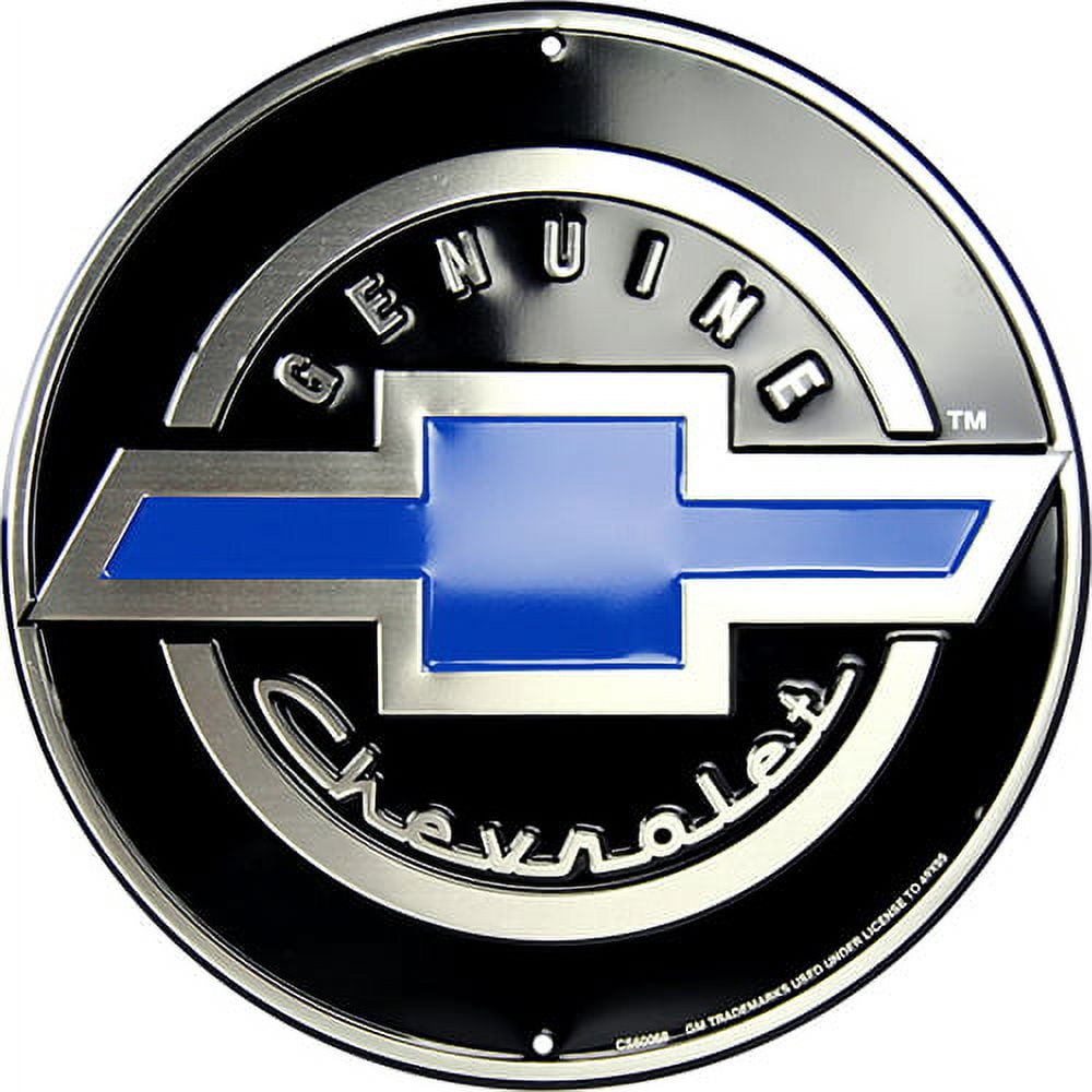 Genuine Chevrolet Black and Blue Aluminum Nostalgia Sign