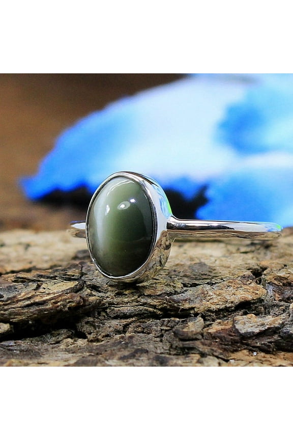 Genuine Chrysoberyl Cats Eye Gemstone 925 Sterling Silver Ring- Handmade Jewelry- Statement Ring