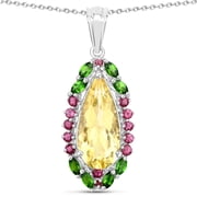 Genuine Citrine, Chrome Diopside and Rhodolite Garnet Necklace
