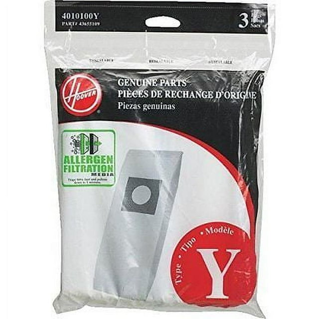 Genuine Hoover Style Y Vacuum Cleaner Bags, Micro Allergen Filtration