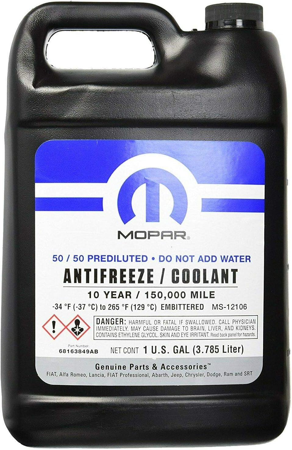 Genuine Coolant Antifreeze, 50/50 68163849AB - Walmart.com