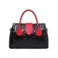 thumbnail image 1 of Genuine Leather Women's Embossed Boston Handbag, Crossbody Satchel Purse, Top Handle, 1 of 11