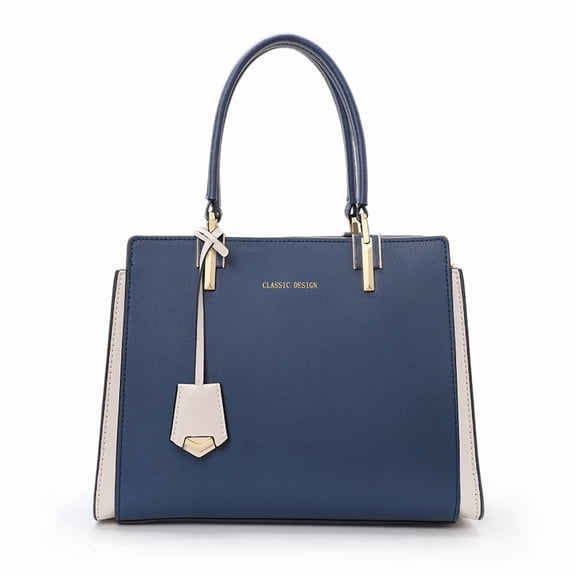Genuine Leather Cowhide Tote Bag, Women's Top Handle Color Block Shoulder Crossbody Work Handbag