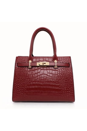 Genuine Leather Cowhide Tote Bag, Women's Crocodile Embossed Work Handbag