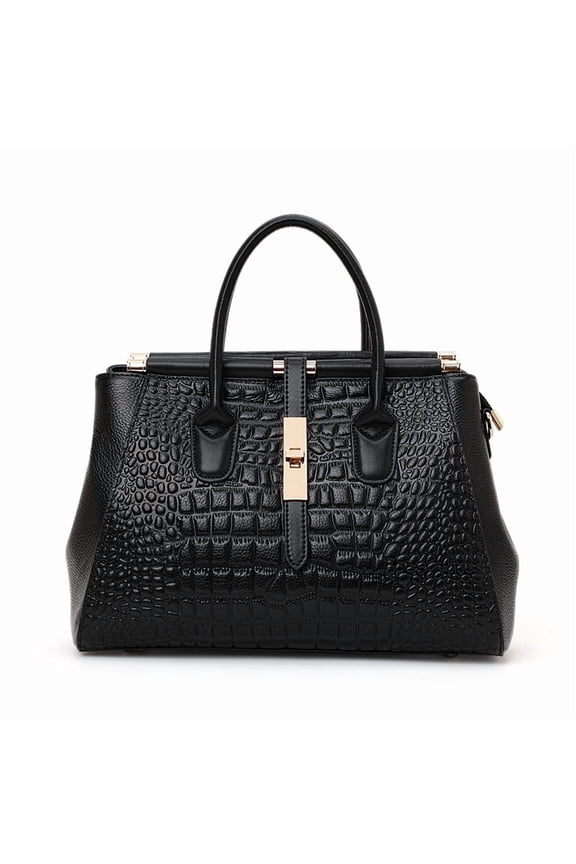 Genuine Cowhide Crocodile Embossed Handbag Shoulder Purse