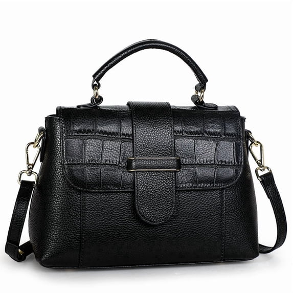 Genuine Leather Cowhide Handbag, Women's Crocodile Embossed Crossbody Shoulder Bag