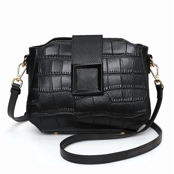 Genuine Leather Cowhide Crossbody Bag, Women's Crocodile Embossed Shoulder Bag