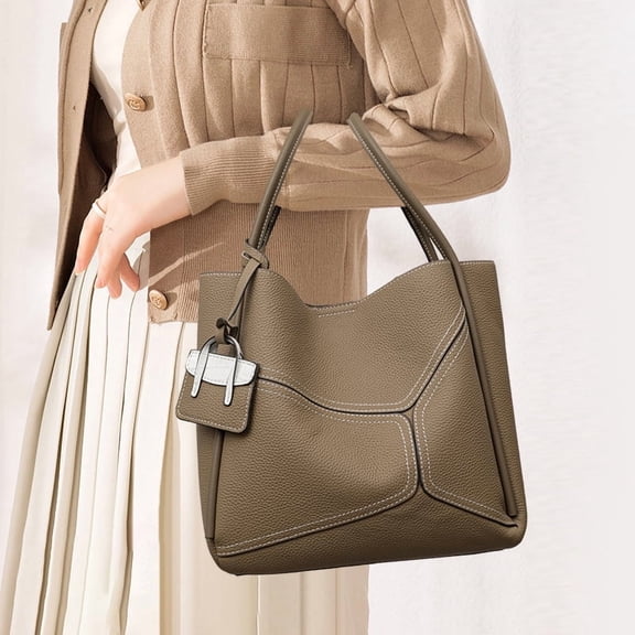 Genuine Leather Cowhide Tote Bag, Women's Casual Shoulder Crossbody Handbag