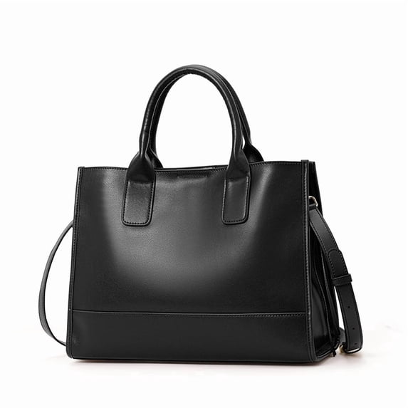 Genuine Leather Cowhide Tote Bag, Women's Smooth Leather Shoulder Crossbody Purse